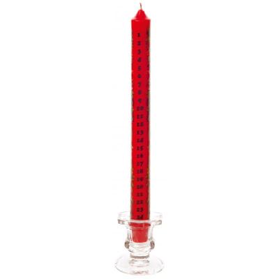 Red Advent Dinner Candle With Glass Holder